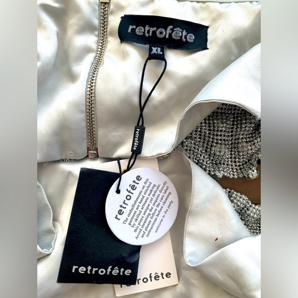 Retrofete Kauren cropped embellished chainmail camisole in silver NWT - Picture 8 of 9